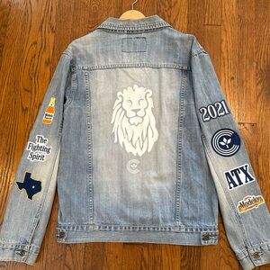 Modelo x Centre Collab 1-of-1 Denim Jacket with Lion Graphic and Patches